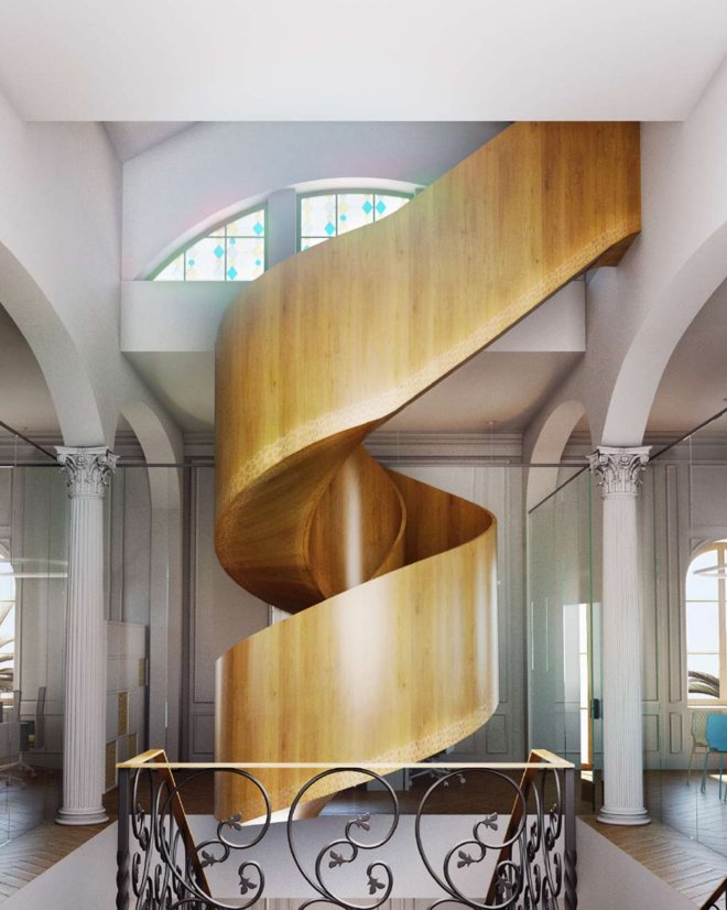 Escalera de caracol inspirada en Sara Baras